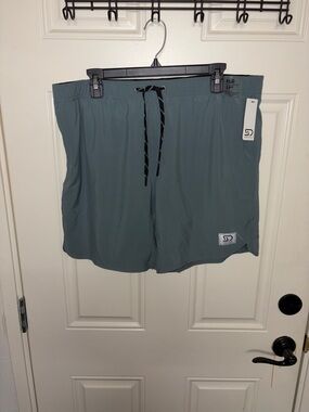Men's Athletic Drawstring Shorts in Slate Green -